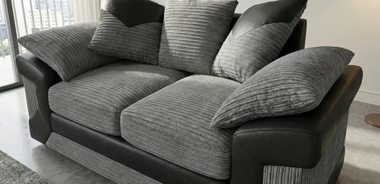 Grey Black 2 Seater Sofa Jumbo cord Fabric Dino Sofa