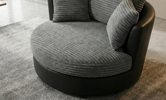 Grey Black Armchair Jumbo cord Fabric Dino Sofa