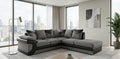 Grey Black Corner Sofa Jumbo cord Fabric Dino Sofa