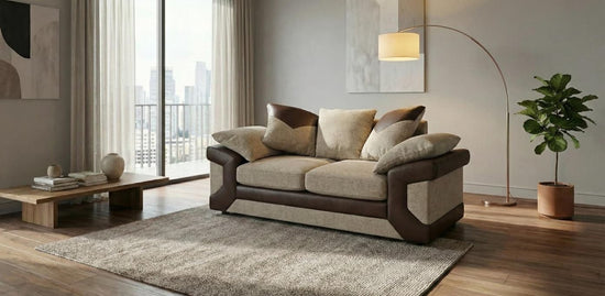 Beige Brown 2 Seater Jumbo Cord Fabric Dino Sofa