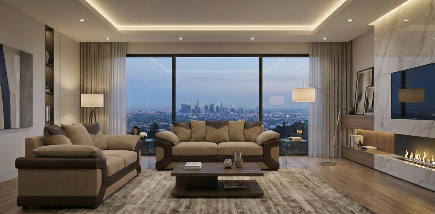 Beige Brown 3+2  Seater Sofa Set  Jumbo Cord Fabric Dino Sofa