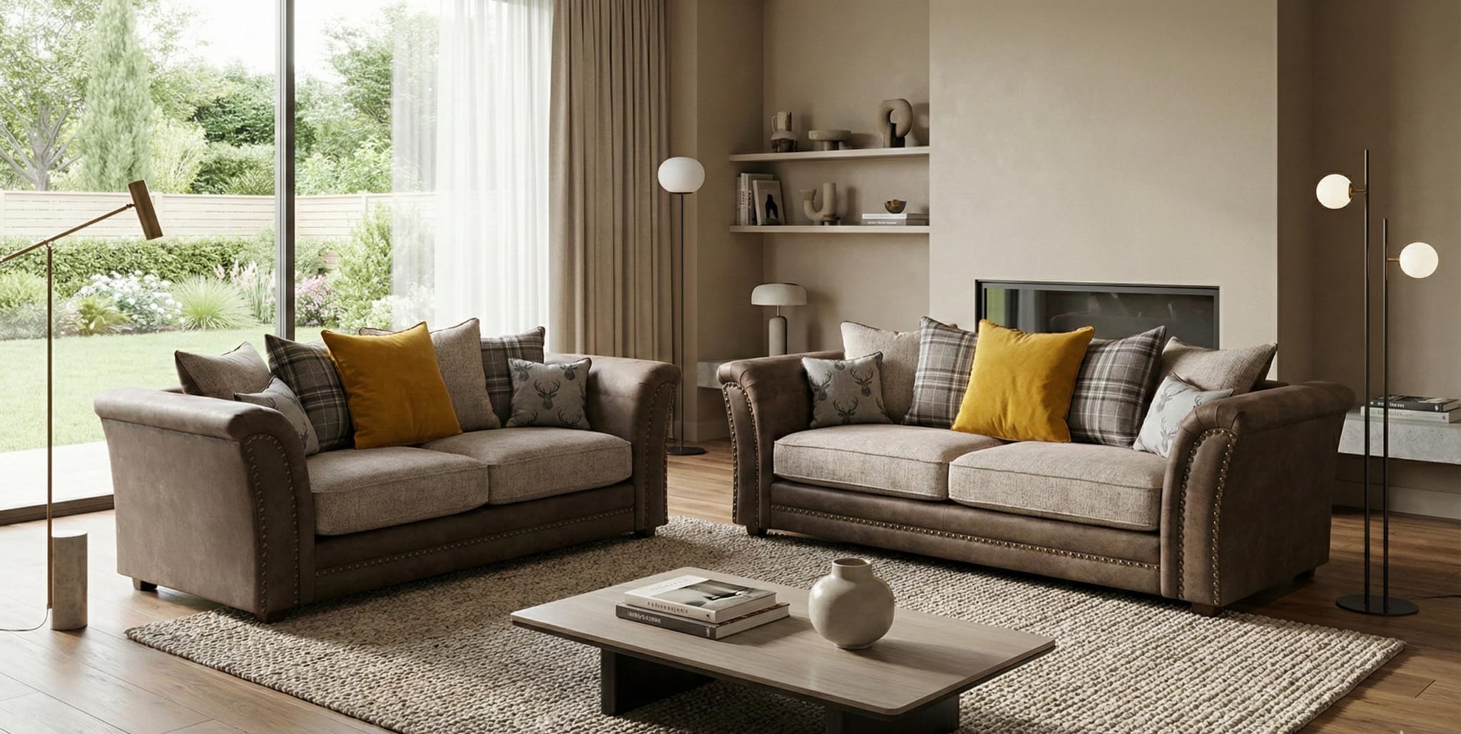 Brown Faux  leather 2+3 seater  BELLA Sofa