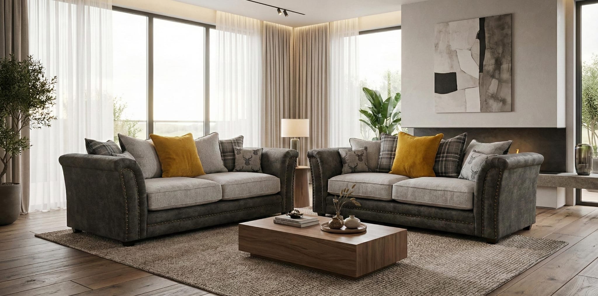 Grey  Faux  leather 2+3 seater  BELLA Sofa