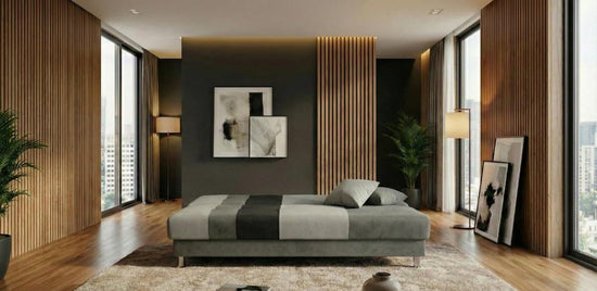 Grey Black Sofabed Polyester Fabric Avesta Click Clack Sofa