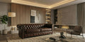 Dark Brown 2 Seater Sofa Faux Leather Fabric Chesterfield Sofa