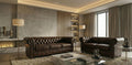 Dark Brown 2+3 Seater Sofa Set faux  leather Fabric Chesterfield Sofa