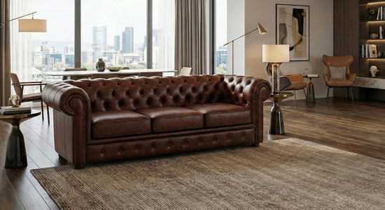 Maroon 3 Seater Sofa Faux Leater  Fabric Chesterfield Sofa