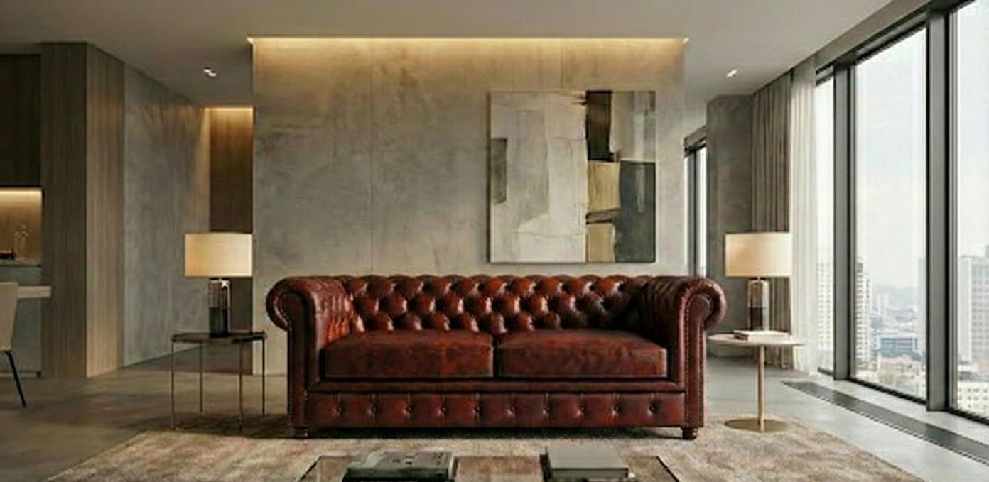 Maroon 2 Seater Sofa Faux Leater  Fabric Chesterfield Sofa