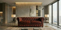 Maroon 2 Seater Sofa Faux Leater  Fabric Chesterfield Sofa