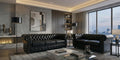 Black 2+3 Seater Sofa Set Faux Leather Fabric Chesterfield Sofa