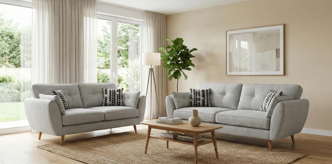 Light Grey 2+3 Seater Polyester Fabric Nilo Sofa