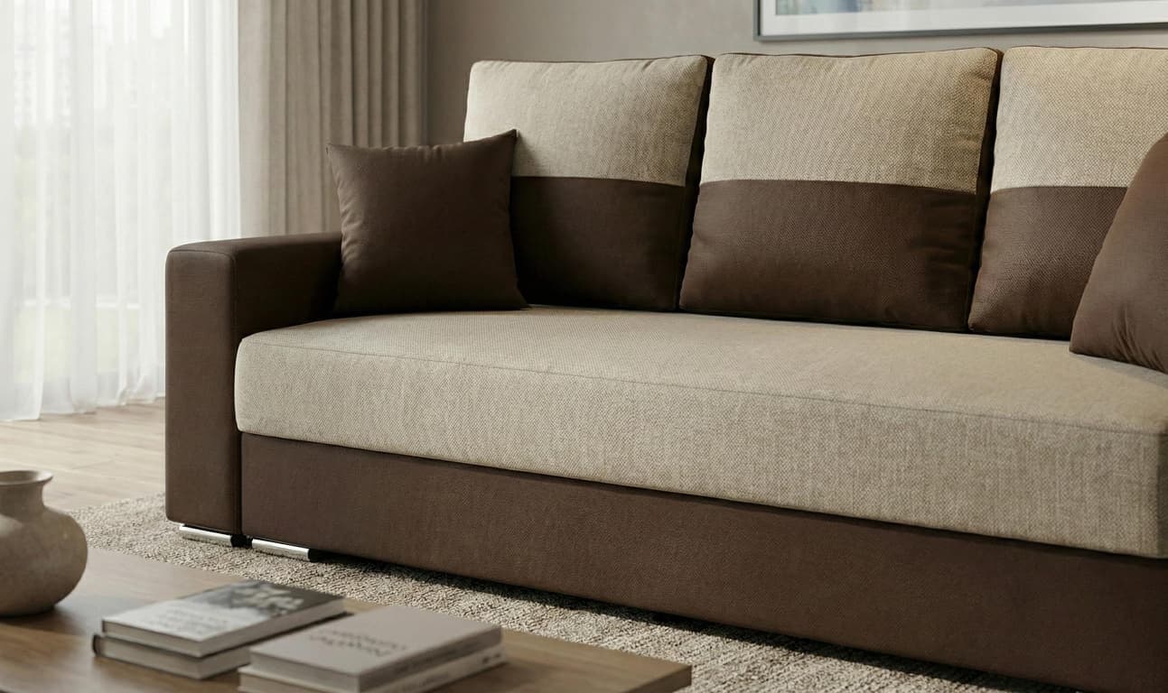 Brown Sofabed Polyester Fabric Rita Sofa