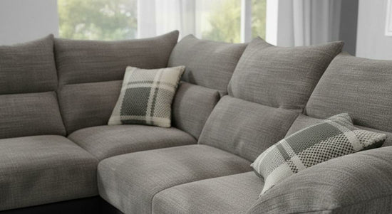 Light Grey Corner Sofa Chenille Fabric Sofa LOGAN
