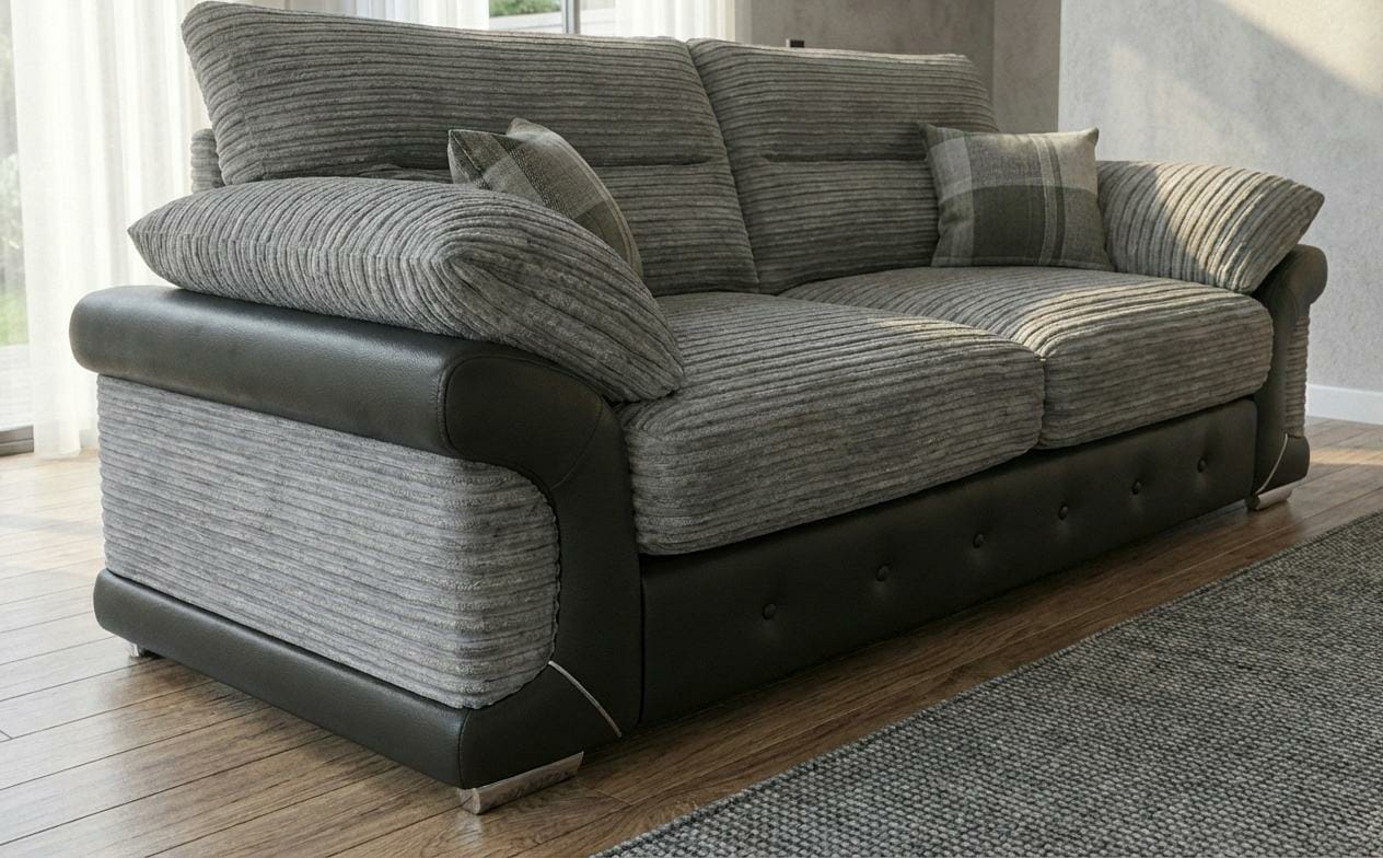 Grey 3 Seater Sofa Chenille Fabric Sofa Logan