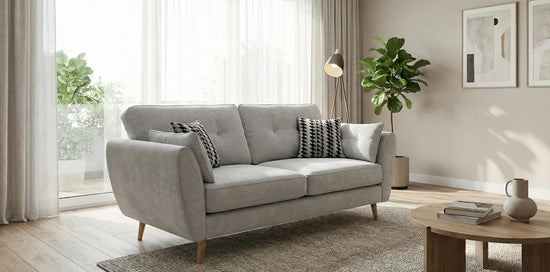 Light Grey 3 Seater Sofa Polyester Fabric Nilo Sofa