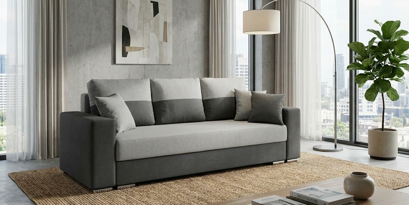 Grey Sofabed Polyester Fabric Rita Sofa