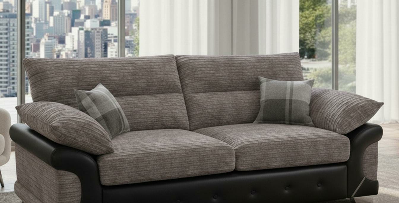 Beige  3 Seater Sofa Chenille  Fabric Sofa Logan