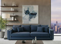 Dark Navy Blue 3 Seater Sofa Polyester Fabric Sofa Bentley