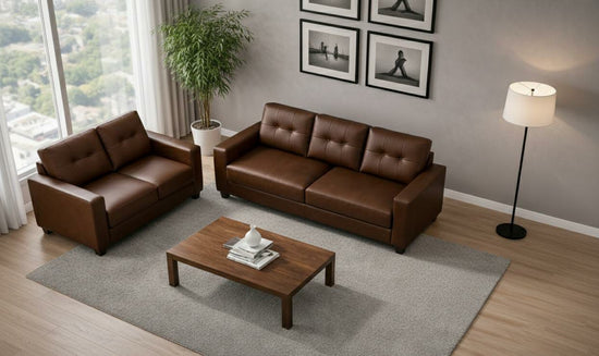 Brown  Faux Leather  2+3 Seater Sofa JERRY Sofas