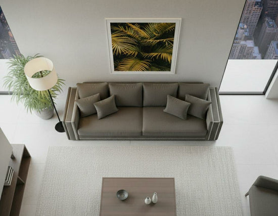 Grey 3 Seater Sofa Polyester Fabric Sofa Bentley