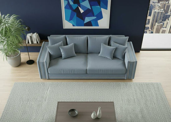 Light Blue 2 Seater Sofa Polyester Fabric Sofa Bentley