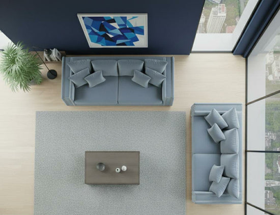 Light Blue 2+3 Seater Sofa Set Polyester Fabric Sofa Bentley
