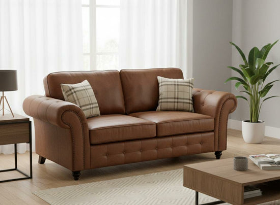 Brown  2 Seater Sofa Faux Leathers Fabric Sofa Oakland
