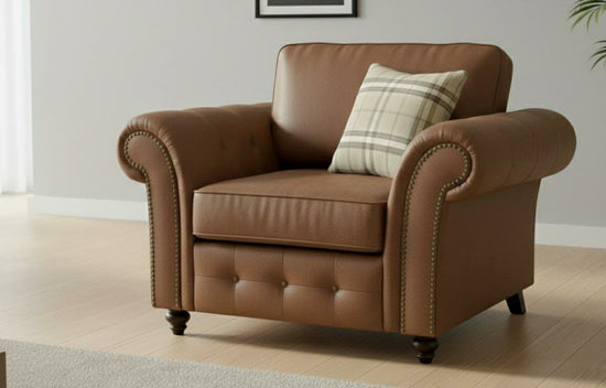 Brown 1 Seater Sofa Faux Leather  Fabric Sofa Oakland