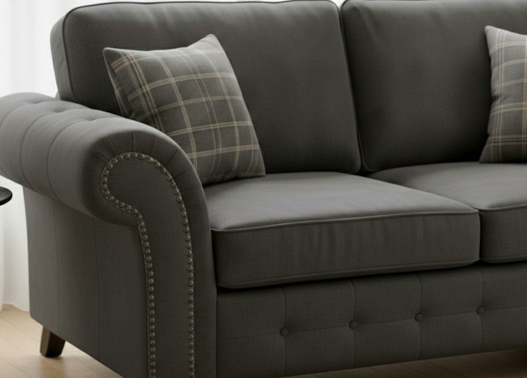 Grey 2 Seater Sofa Faux Leathers Fabric Sofa Oakland