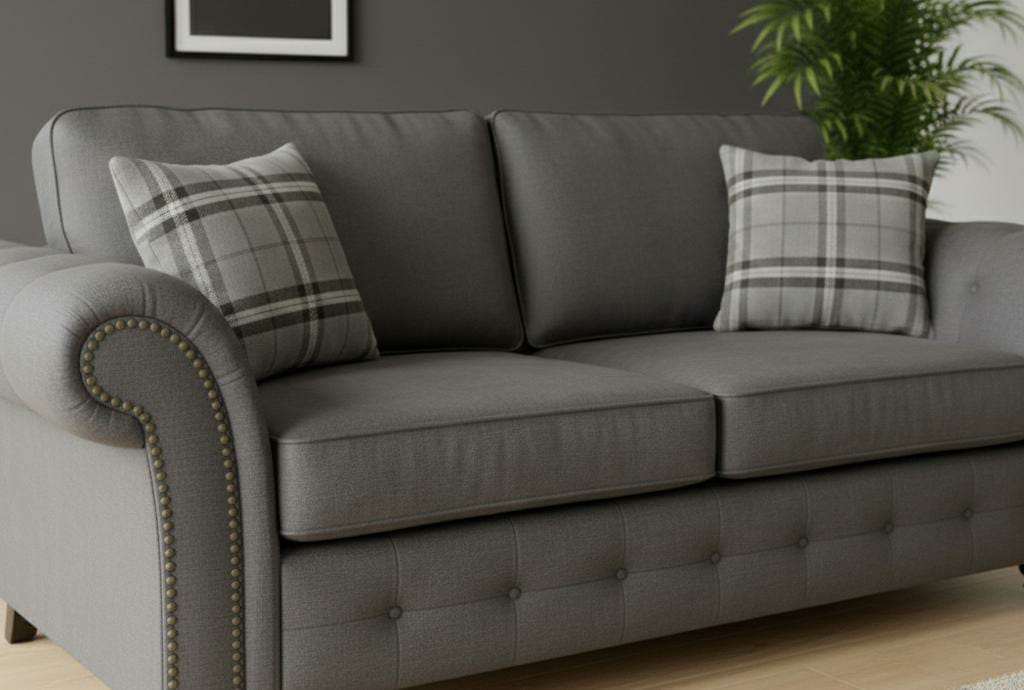 Grey 3 Seater Sofa Faux Leathers Fabric Sofa Oakland