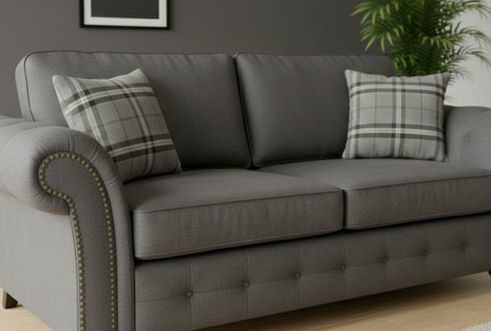 Grey 3 Seater Sofa Faux Leathers Fabric Sofa Oakland