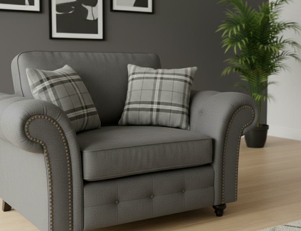 Grey 1 Seater Sofa Faux Leathers Fabric Sofa Oakland