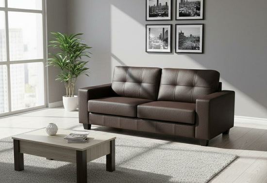 Brown 3 Seater Sofa Faux Leather Sofa Jerry