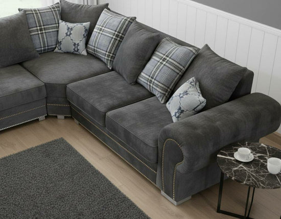 Grey  sliver  Polyester Fabric Corner sofa VERONA Sofas