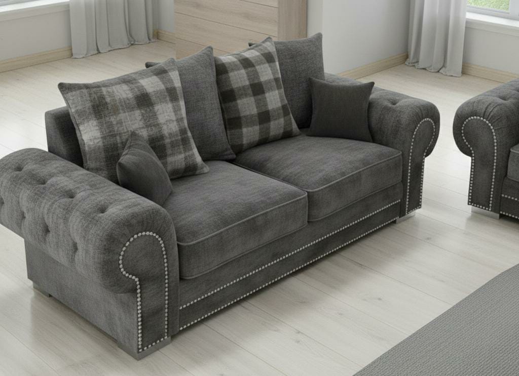 Dark Grey Polyester Fabric 2+3 Seater Sofa VERONA Sofas