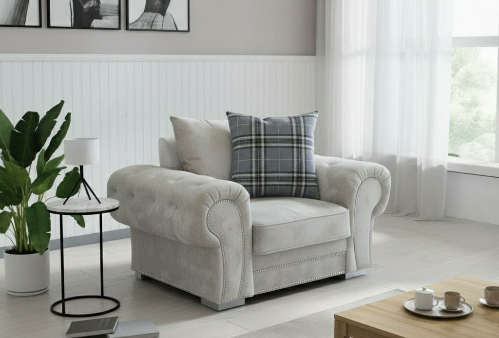 White silver Polyester  Fabric 1 seater armchair VERONA sofas