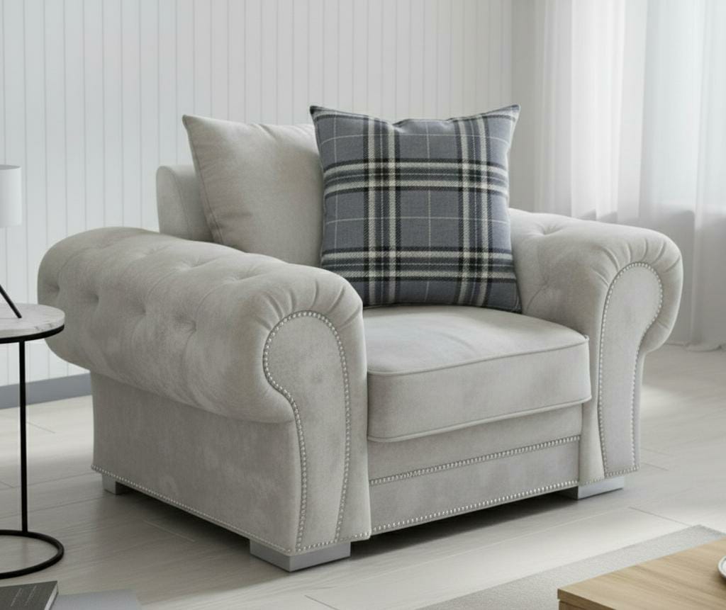 White silver Polyester  Fabric 1 seater armchair VERONA sofas