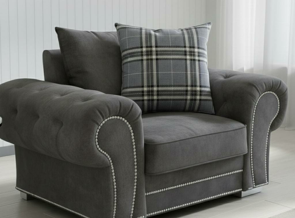 Grey Silver  Polyester  Fabric  1 Sester  Sofa  Fabric Sofa Verona