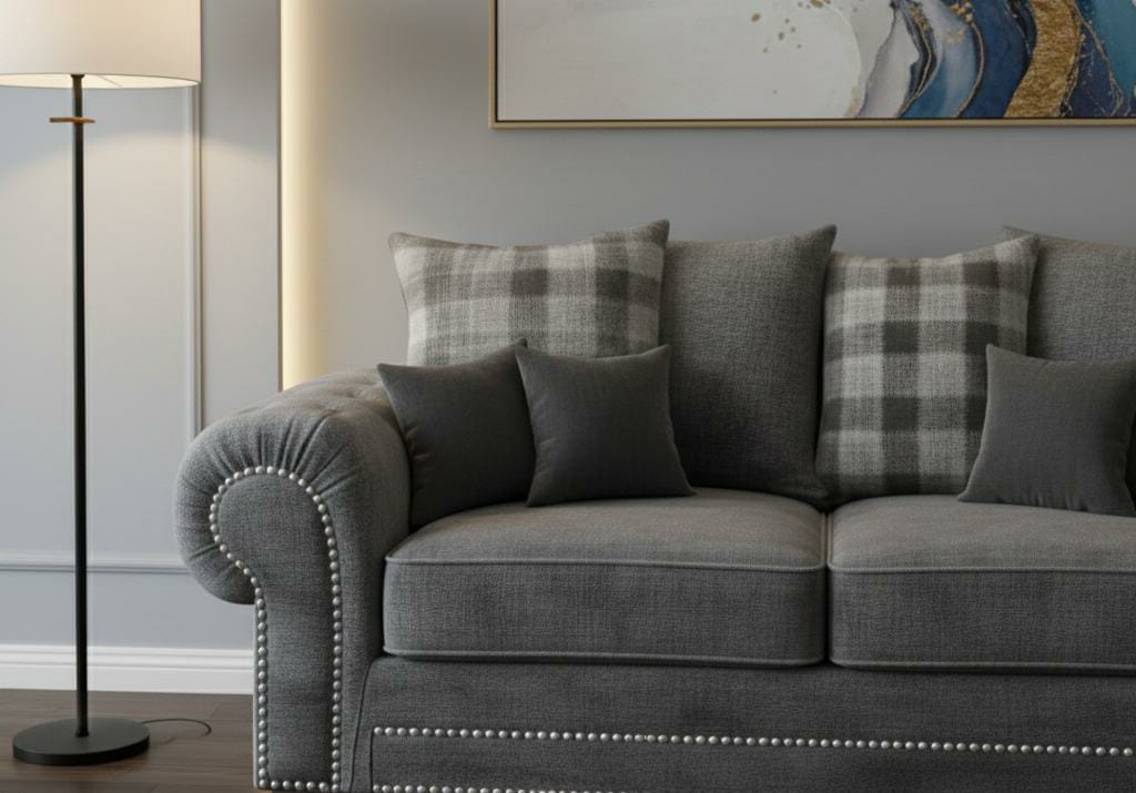 Dark Grey 2 Seater Sofa Polyester Fabric Sofa Verona