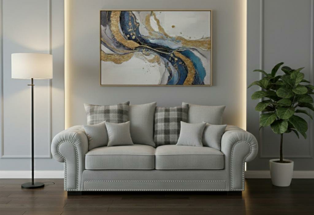 White silver 2 Seater Sofa Polyester Fabric Sofa Verona