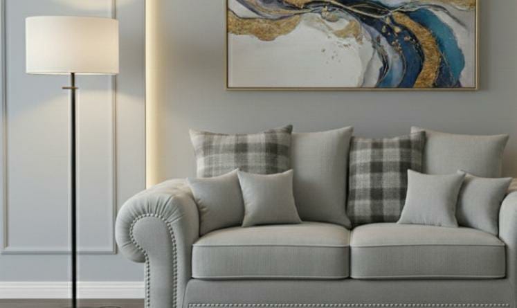 White silver 2 Seater Sofa Polyester Fabric Sofa Verona