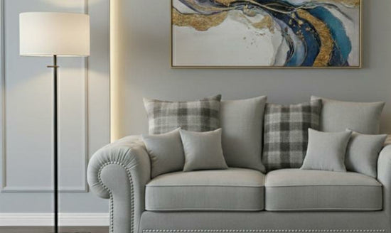 White silver 2 Seater Sofa Polyester Fabric Sofa Verona