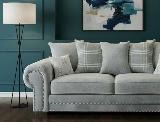 White  Sliver 3 Seater Sofa Polyester Fabric Sofa Verona
