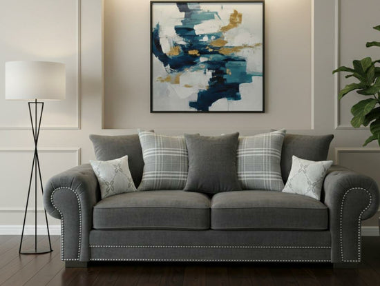 Dark Grey 3 Seater Sofa Polyester Fabric Sofa Verona