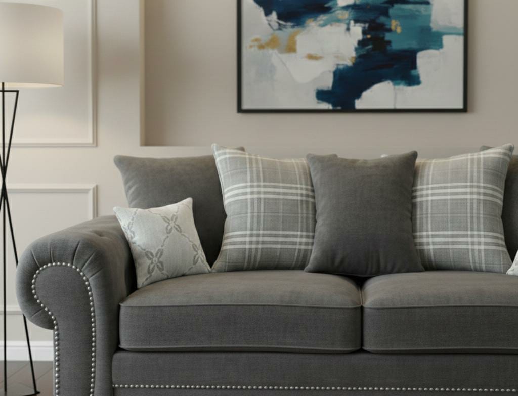 Dark Grey 3 Seater Sofa Polyester Fabric Sofa Verona