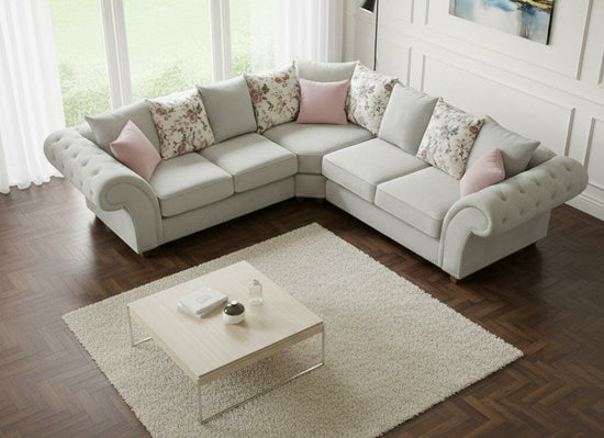 Silver White  Polyester Corner Sofa ROMA Sofa