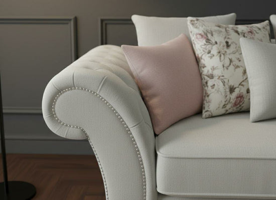 Silver  White  3 Seater Sofa Polyester Fabric Sofa Roma