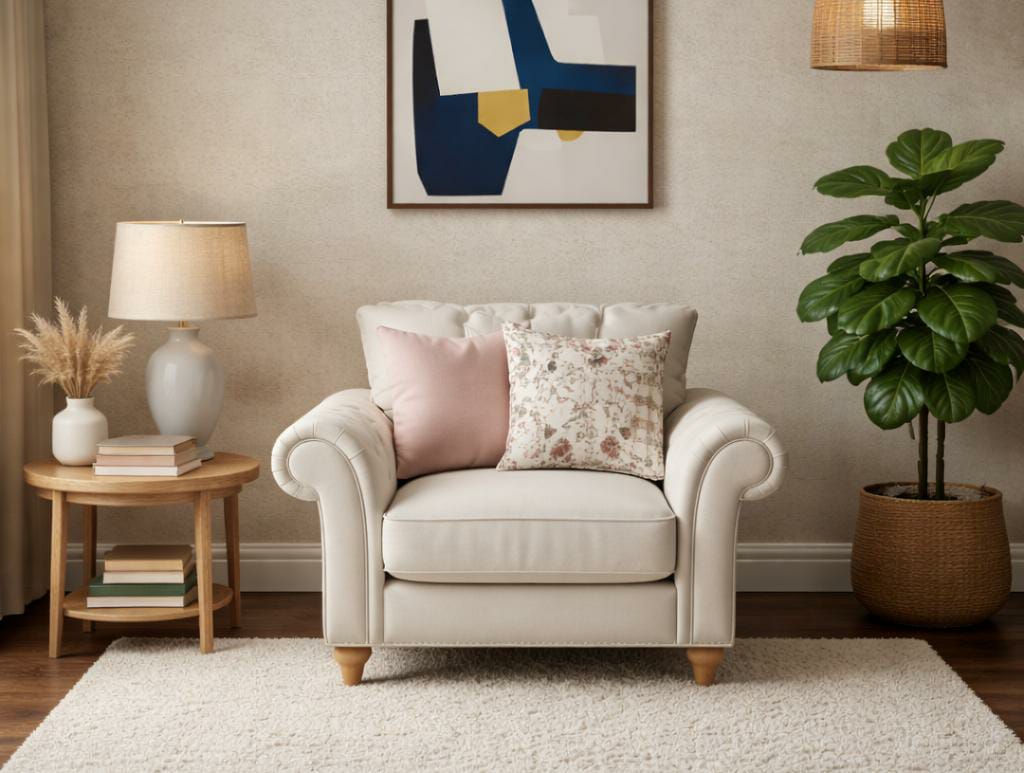 Silver  White  1 Seater Sofa Polyester Fabric Sofa Roma