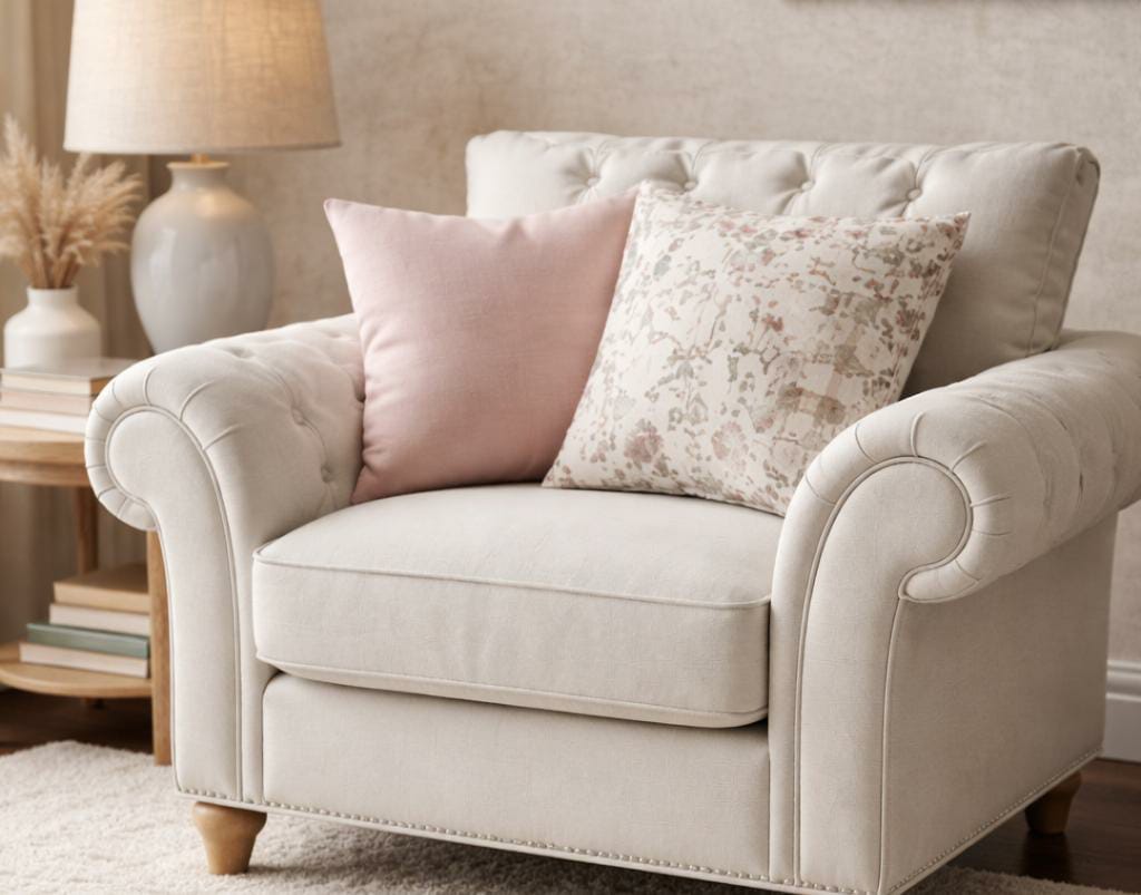 Silver  White  1 Seater Sofa Polyester Fabric Sofa Roma