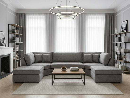 Grey  Chenille Fabric  U corner sofa BISHOP Sofa